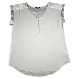 Vintage Express Powder Blue/Gray Silky Blouse, L